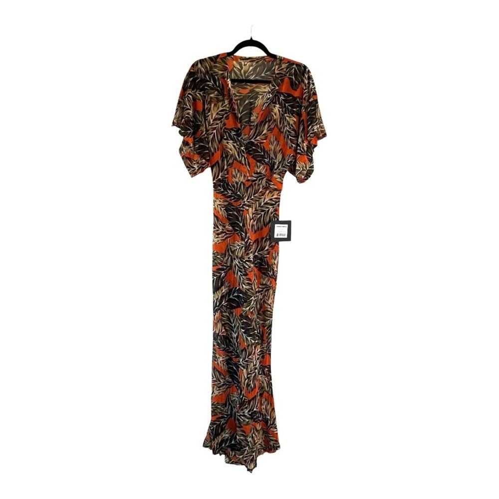 NWT Norma Kamali Obie Gown in Org Falling Leaves Size XS